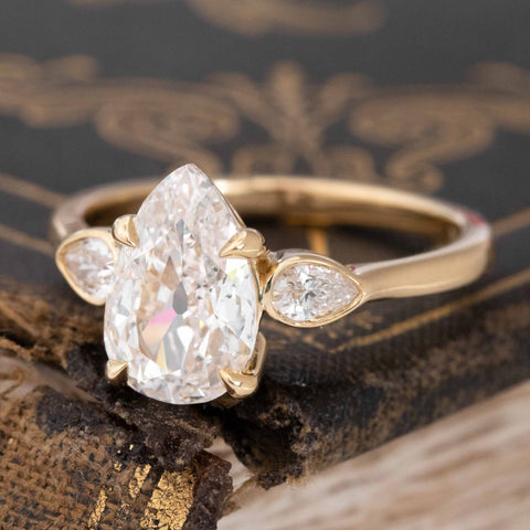 1.71ctw Pear Cut Diamond Trilogy Ring, GIA G VS2