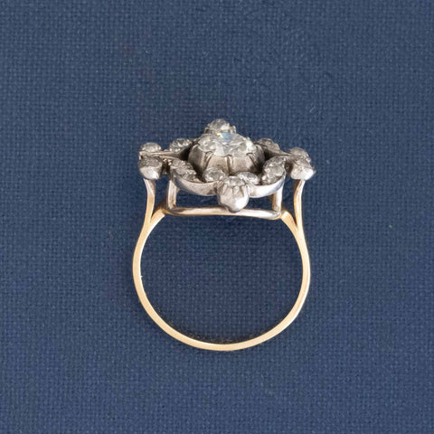 1.72ctw Antique Old Cut Diamond Collet Cluster Ring