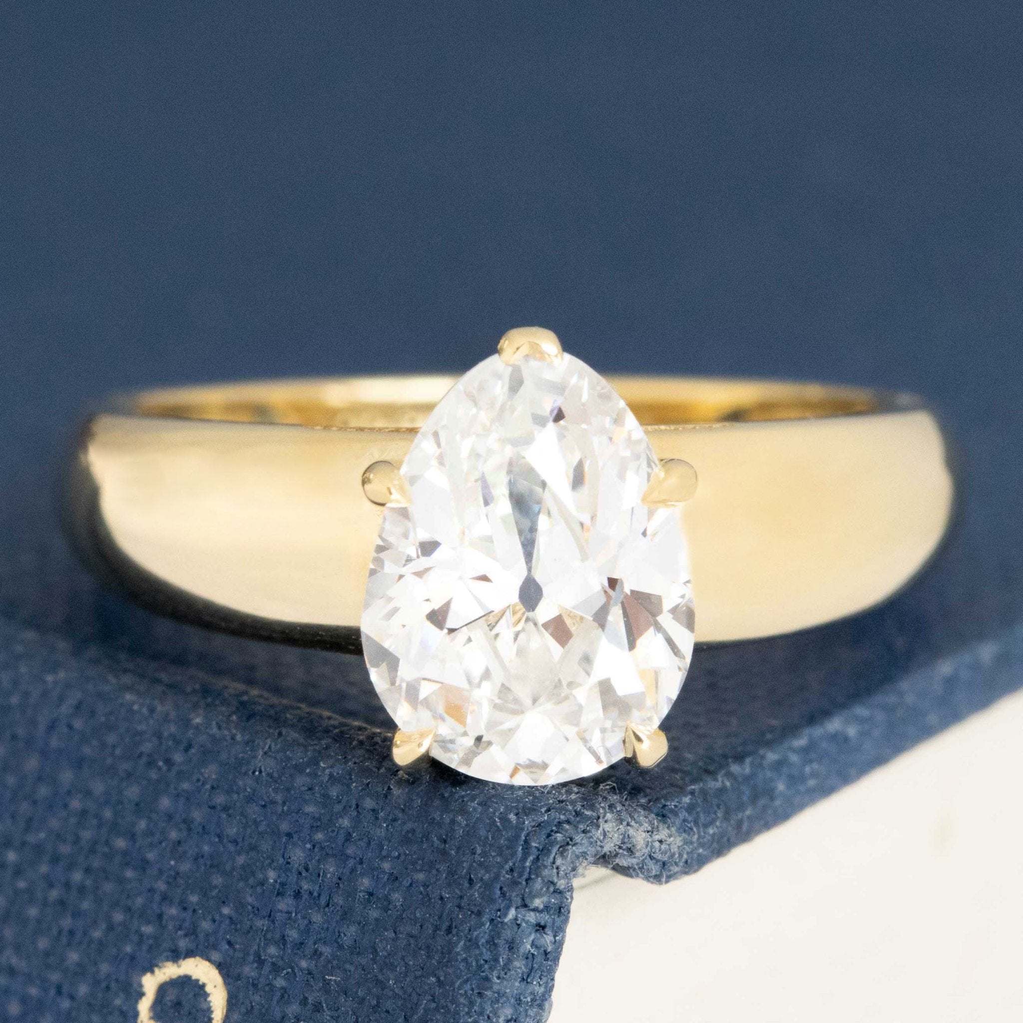 1.73ct Antique Pear Cut Diamond Solitaire