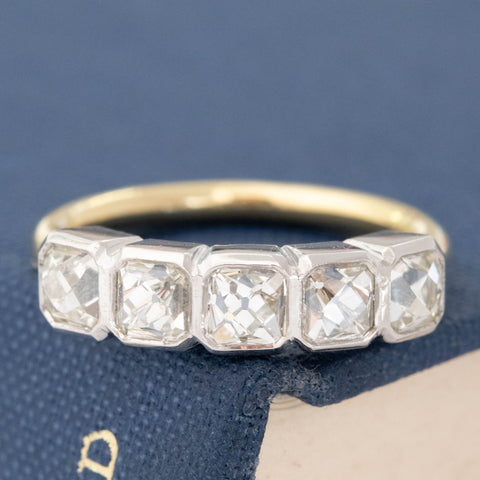 1.73ctw French Cut Diamond 5-Stone Bezel Band