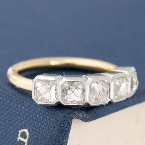 1.73ctw French Cut Diamond 5-Stone Bezel Band