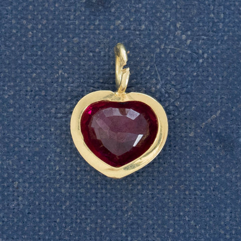 1.75ct Vintage Ruby Heart Bezel Charm
