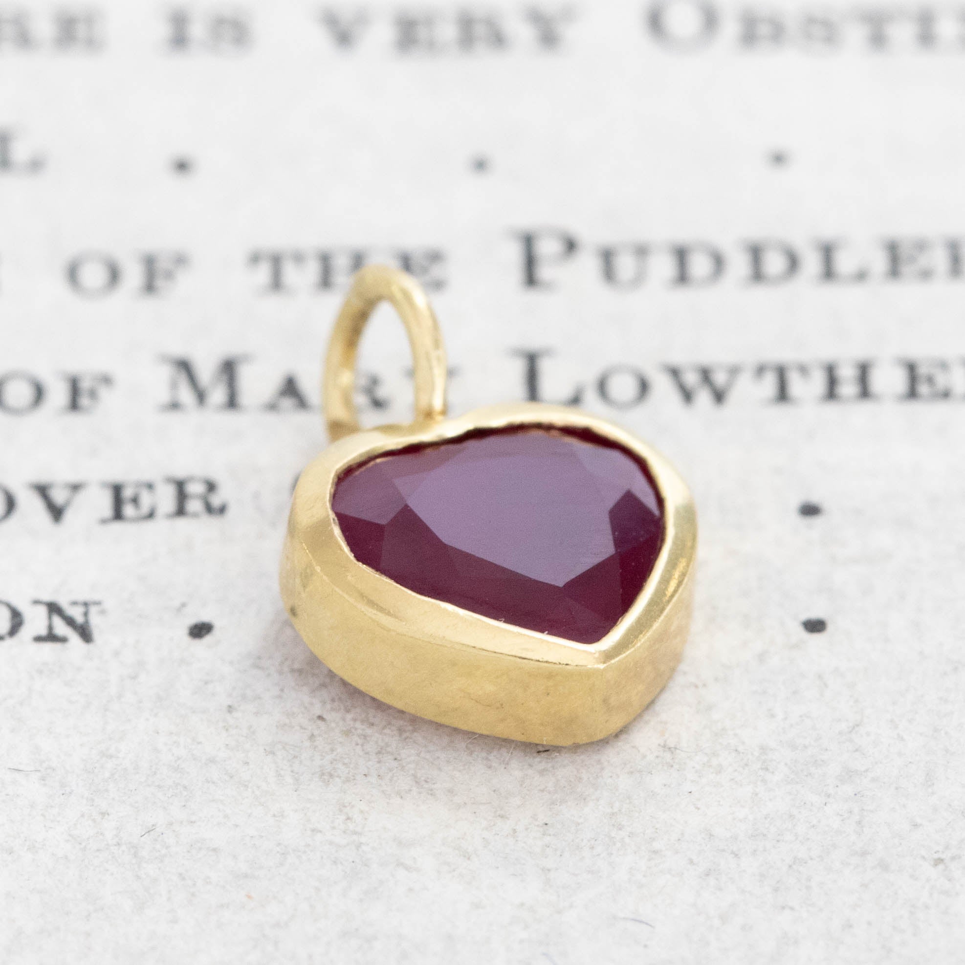 1.75ct Vintage Ruby Heart Bezel Charm