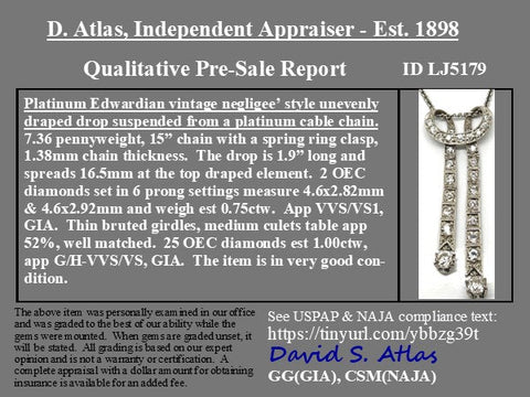 1.75ctw Vintage Diamond Bow Drop Pendant, by Marcus & Co.