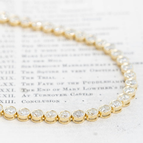 17.67ctw Old European Cut Diamond Bezel Tennis Necklace