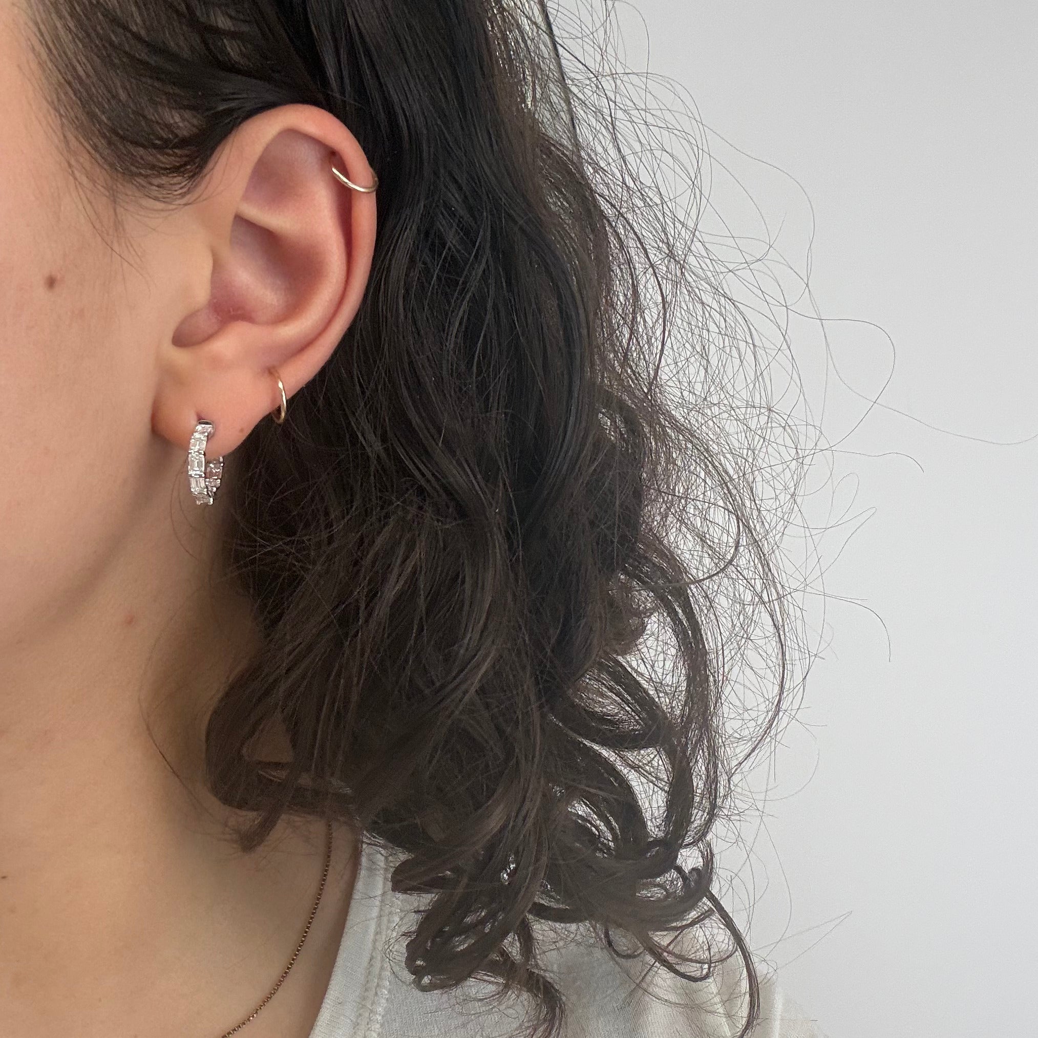 1.76ctw Emerald Cut Diamond Inside Out Hoop Earrings