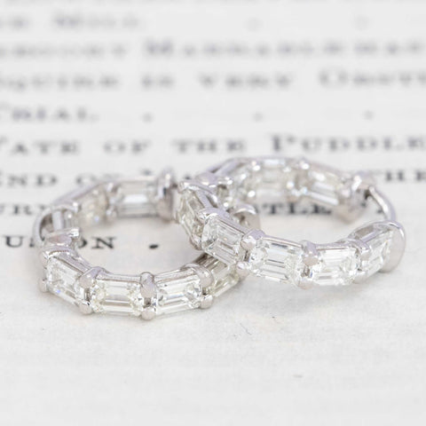 1.76ctw Emerald Cut Diamond Inside Out Hoop Earrings