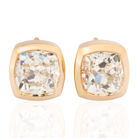 1.76ctw Old Mine Cut Diamond Bezel Stud Earrings