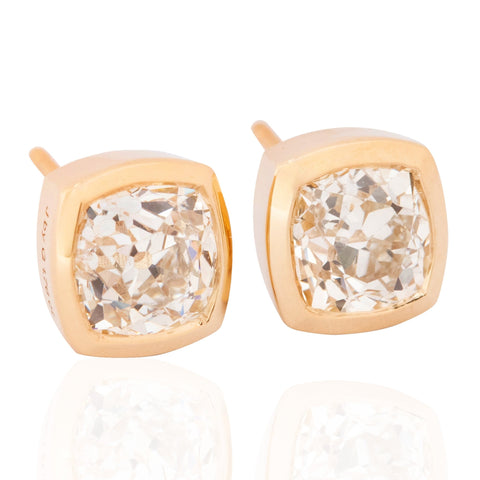 1.76ctw Old Mine Cut Diamond Bezel Stud Earrings