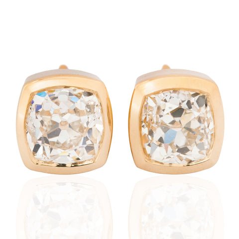 1.76ctw Old Mine Cut Diamond Bezel Stud Earrings