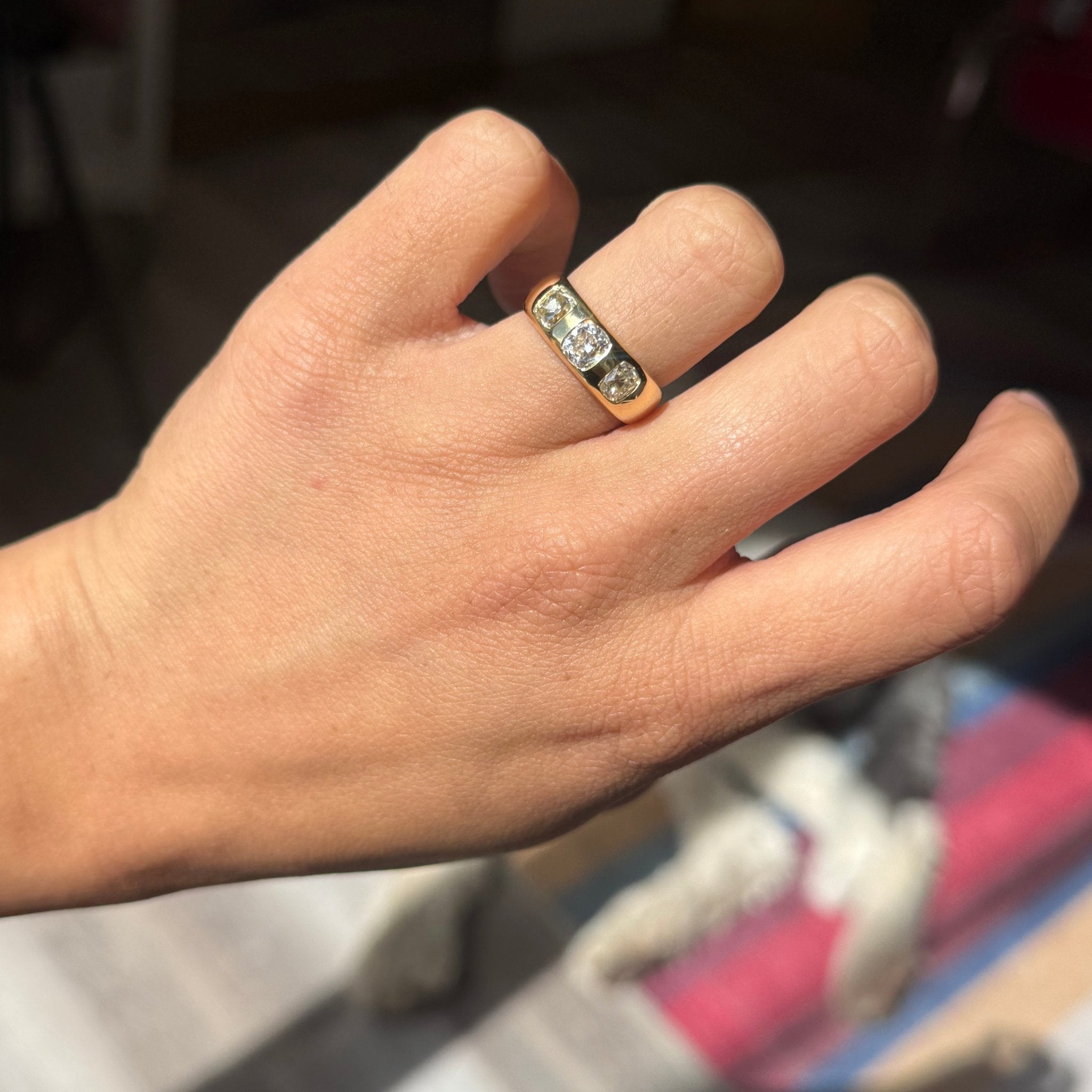 1.77ctw Cushion Cut Diamond 3-Stone Ring