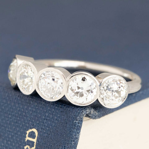 1.78ctw Old European Cut Diamond 5-Stone Bezel Band