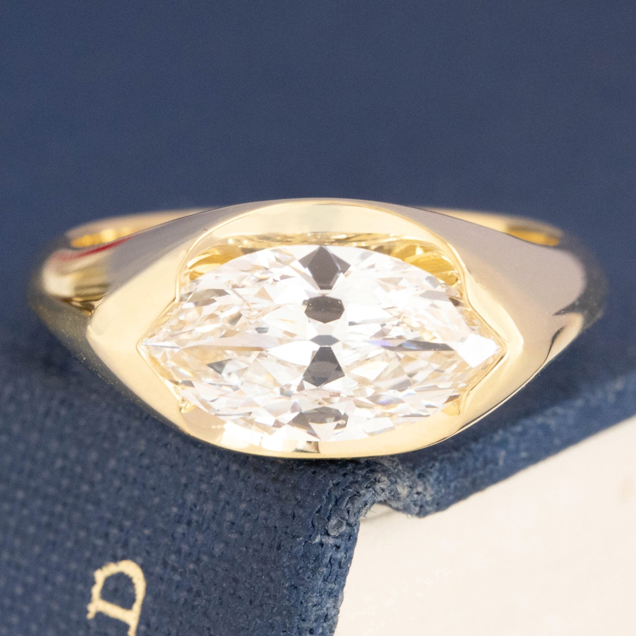 1.79ct Marquise Cut Diamond Half-Bezel Solitaire