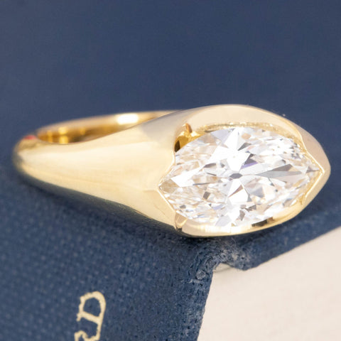 1.79ct Marquise Cut Diamond Half-Bezel Solitaire