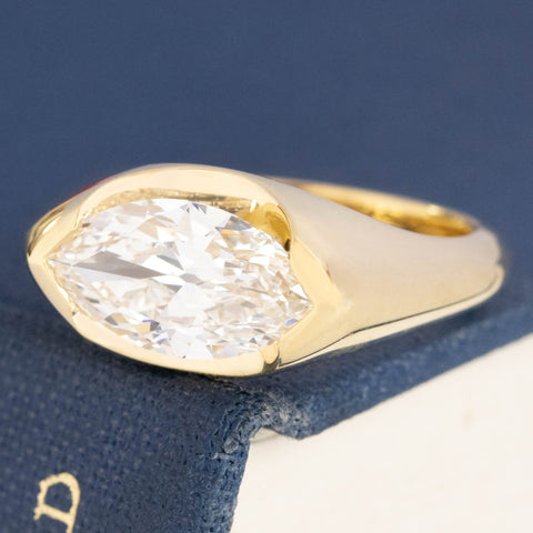 1.79ct Marquise Cut Diamond Half-Bezel Solitaire