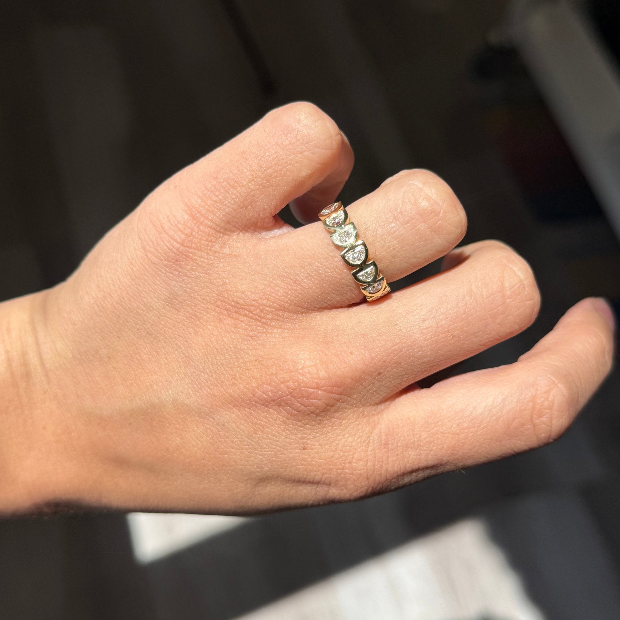 1.79ctw Half Moon Diamond Eternity Bezel Band