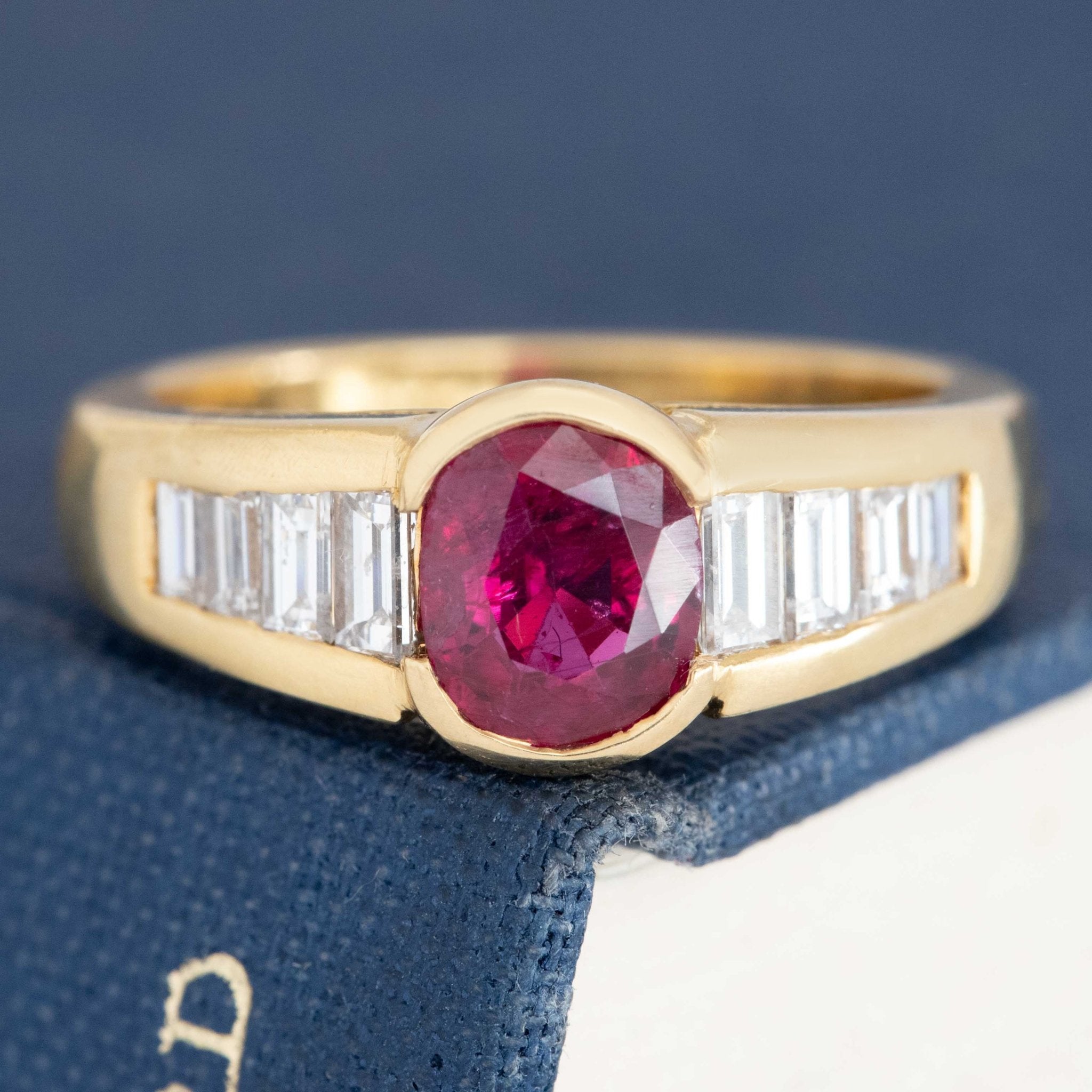 1.79ctw Vintage Ruby & Diamond Ring, French