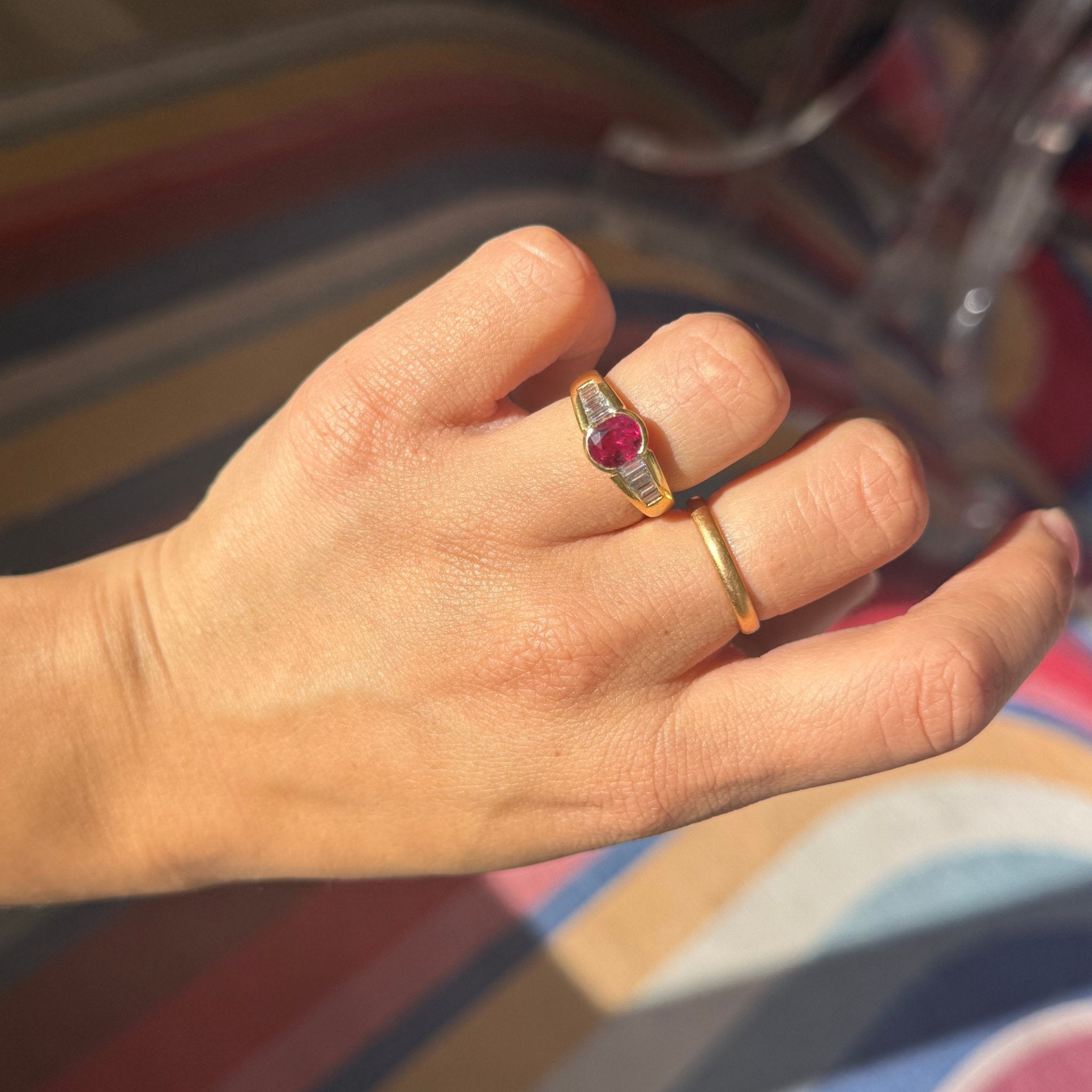 1.79ctw Vintage Ruby & Diamond Ring, French