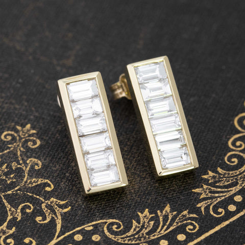 1.80ctw Baguette Cut Diamond Bar Earrings
