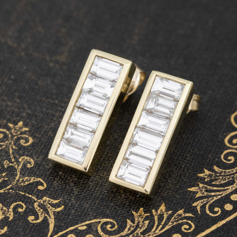 1.80ctw Baguette Cut Diamond Bar Earrings