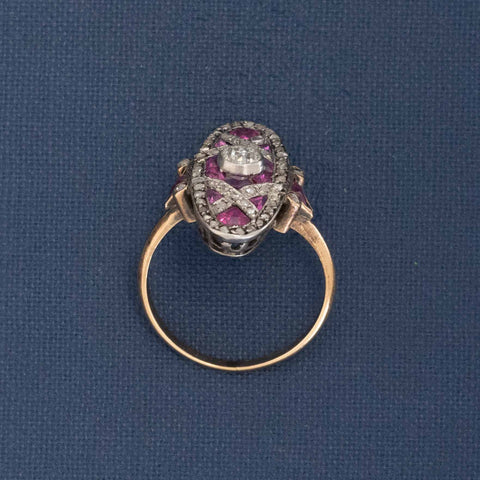 1.80ctw Edwardian Diamond & Pink Sapphire Dinner Ring