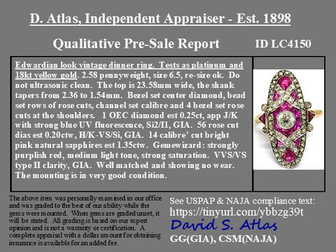 1.80ctw Edwardian rose cut diamond and calibre cut ruby dinner ring in platinum and 18kt gold – alternate view 4
