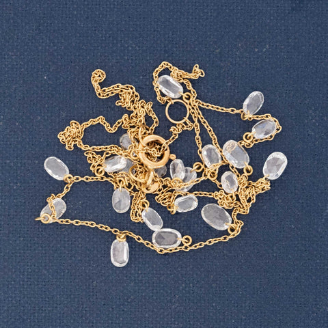 1.80ctw Oval Rose Cut Diamond Drop Station Necklace