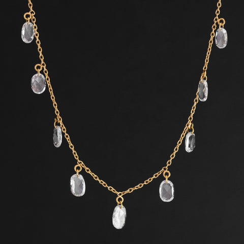 1.80ctw Oval Rose Cut Diamond Drop Station Necklace
