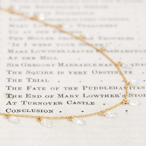 1.80ctw Oval Rose Cut Diamond Drop Station Necklace