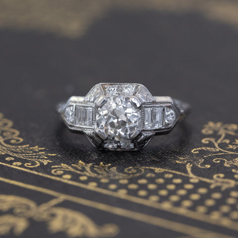 1.81ctw Art Deco Old European Cut Diamond Wedding Set