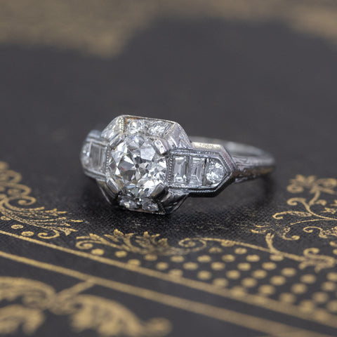 1.81ctw Art Deco Old European Cut Diamond Wedding Set