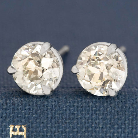 luxury heirloom diamond stud earrings GIA old european cut