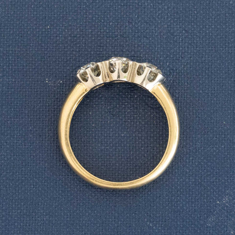 1.81ctw Vintage Old European Cut Diamond Trilogy Ring