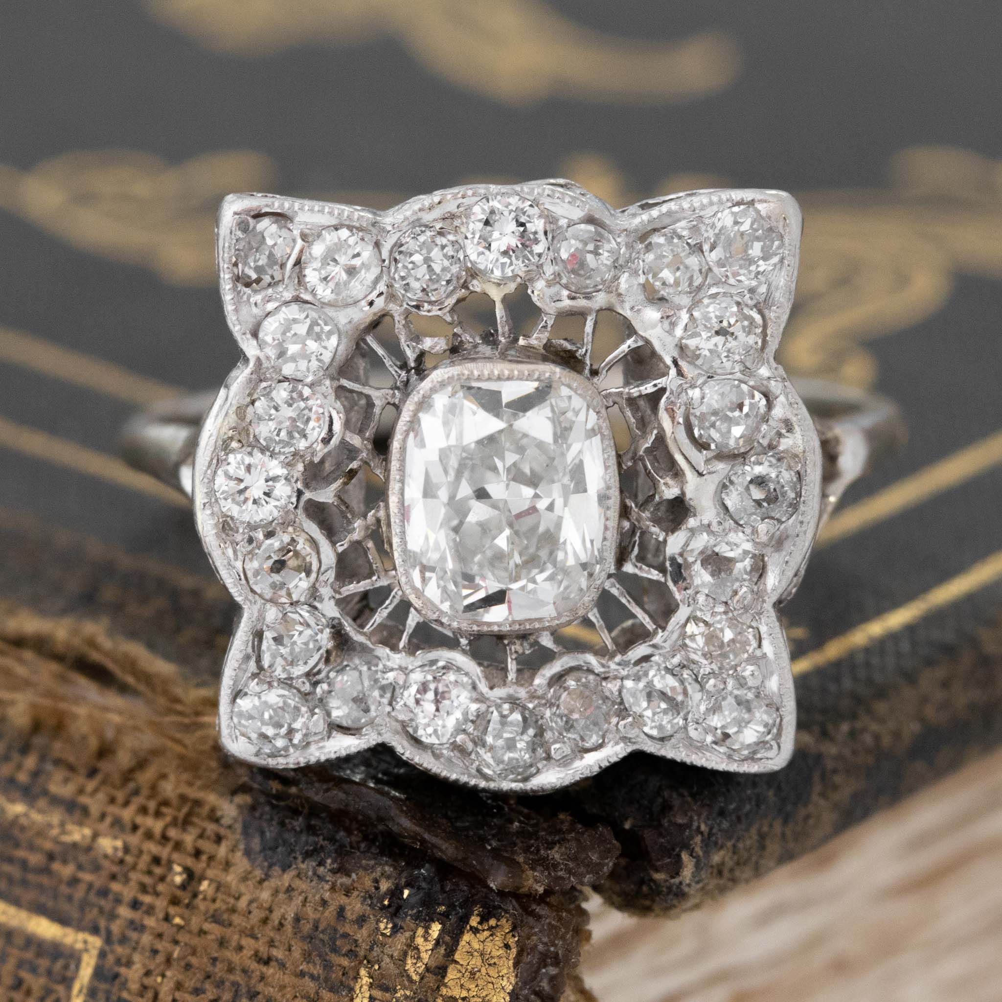 1.82ctw Elongated Cushion Cut Diamond Frame Ring