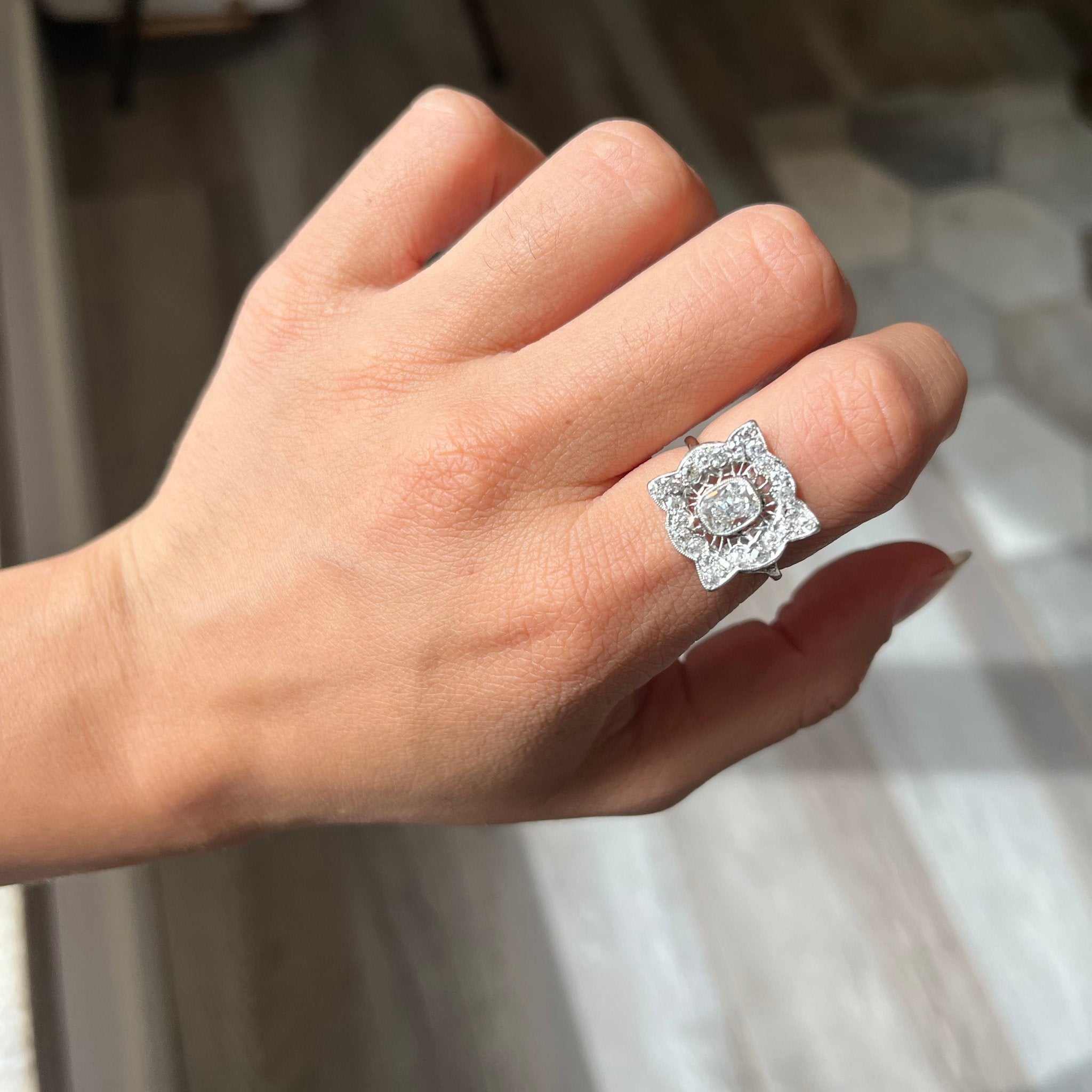 1.82ctw Elongated Cushion Cut Diamond Frame Ring