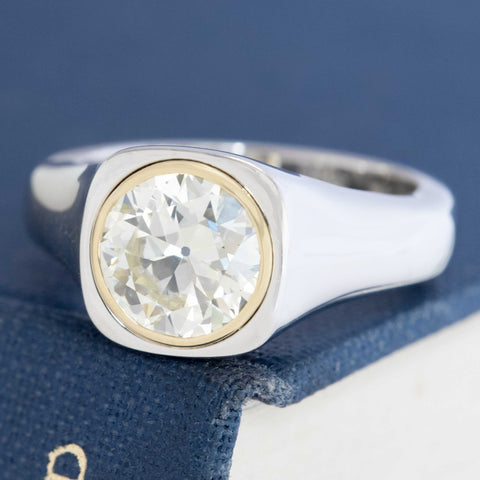 1.83ct Old European Cut Diamond Bezel Ring, GIA Q-R VS1