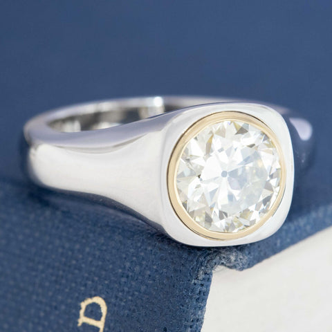 1.83ct Old European Cut Diamond Bezel Ring, GIA Q-R VS1