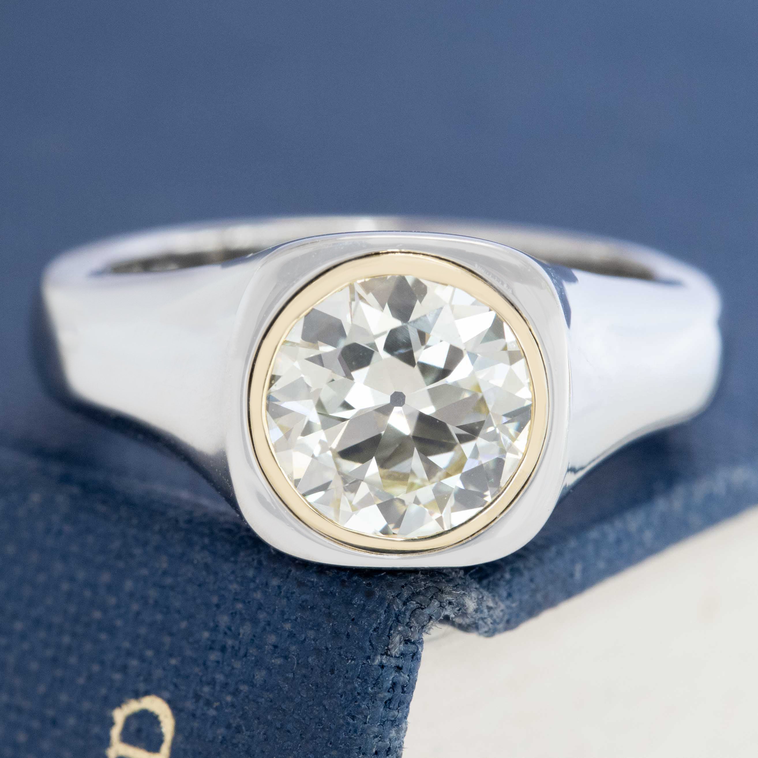 1.83ct Old European Cut Diamond Bezel Ring, GIA Q-R VS1