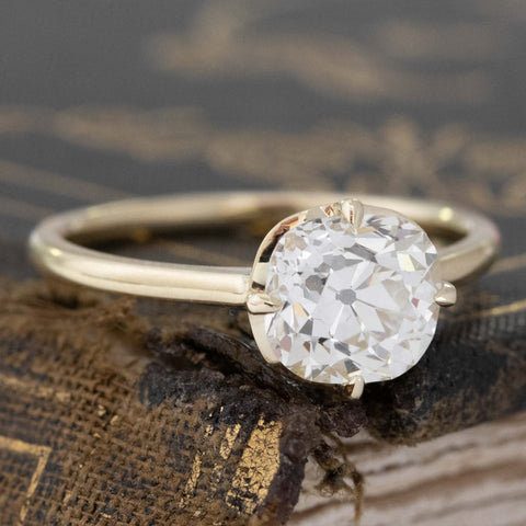 1.85ct Old Mine Cushion Cut Diamond Solitaire, GIA J SI1