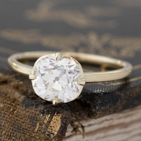 1.85ct Old Mine Cushion Cut Diamond Solitaire, GIA J SI1