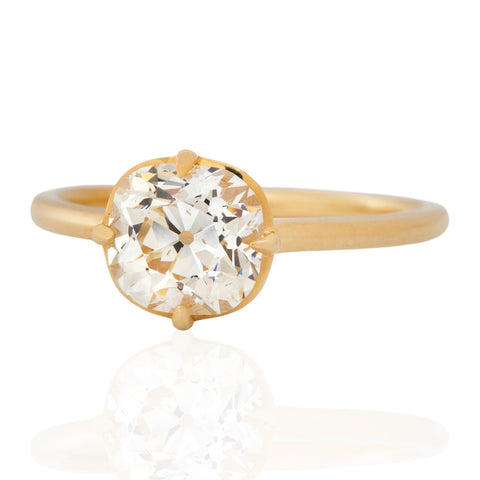 1.85ct old mine cut diamond solitaire ring in 18kt yellow gold, GIA – alternate view 4