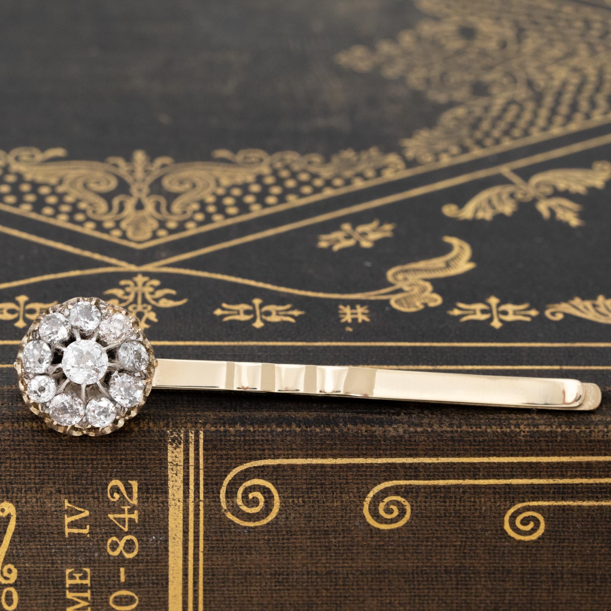 1.85ctw Antique Diamond Cluster Hair Pin