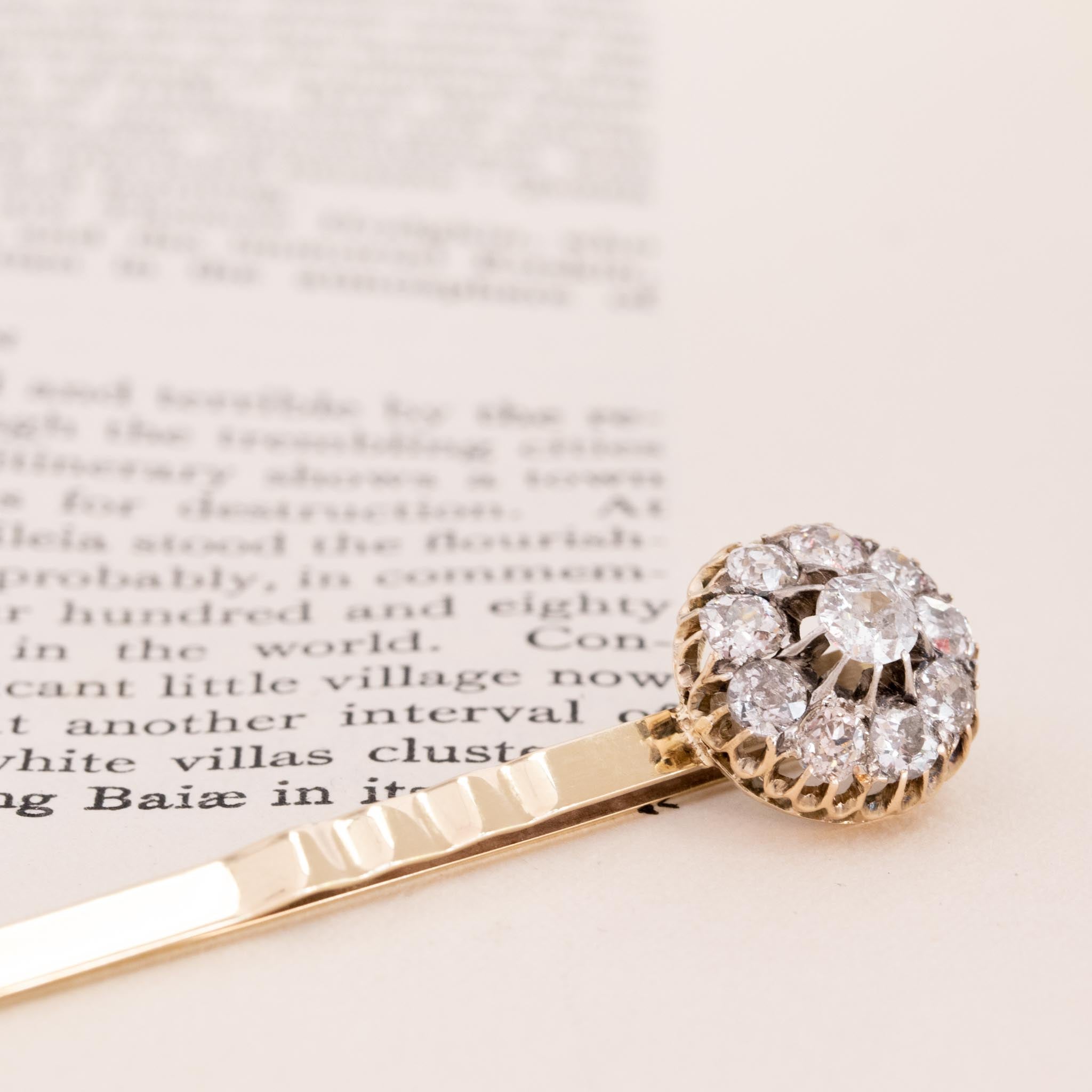 1.85ctw Antique Diamond Cluster Hair Pin