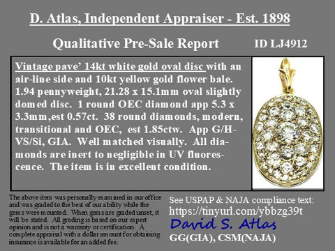 1.85ctw Vintage Old European Cut Diamond Cobblestone Pendant