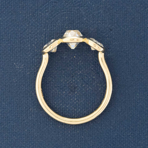 1.86ctw Old European & Old Mine Cut Diamond Bezel Trilogy Ring