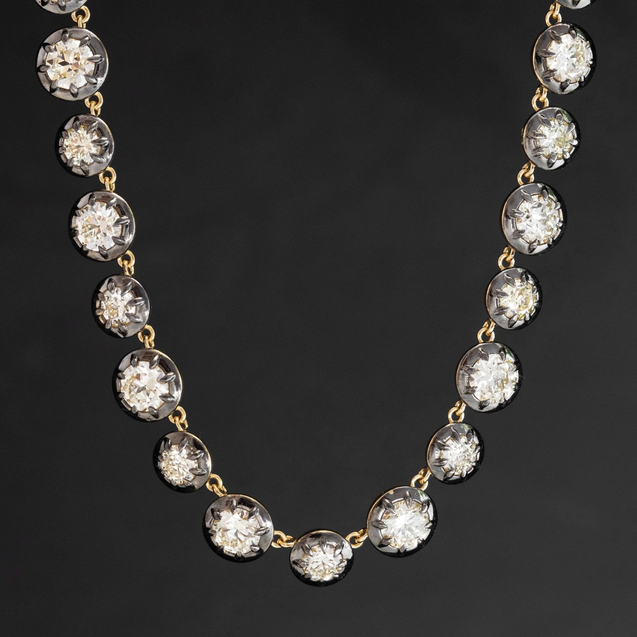 18.70ctw Old European Cut Diamond Collet Riviere Necklace