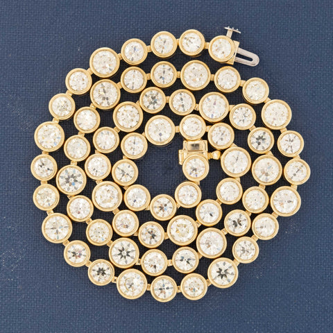 Detail view of antique Old European cut diamonds in bezel settings
