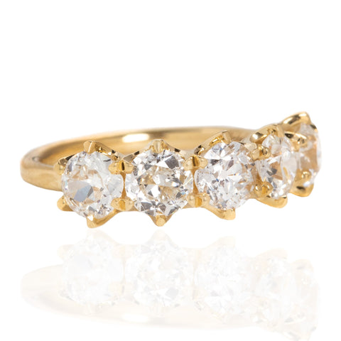 1.87ctw Old European Cut Diamond 5-Stone Band