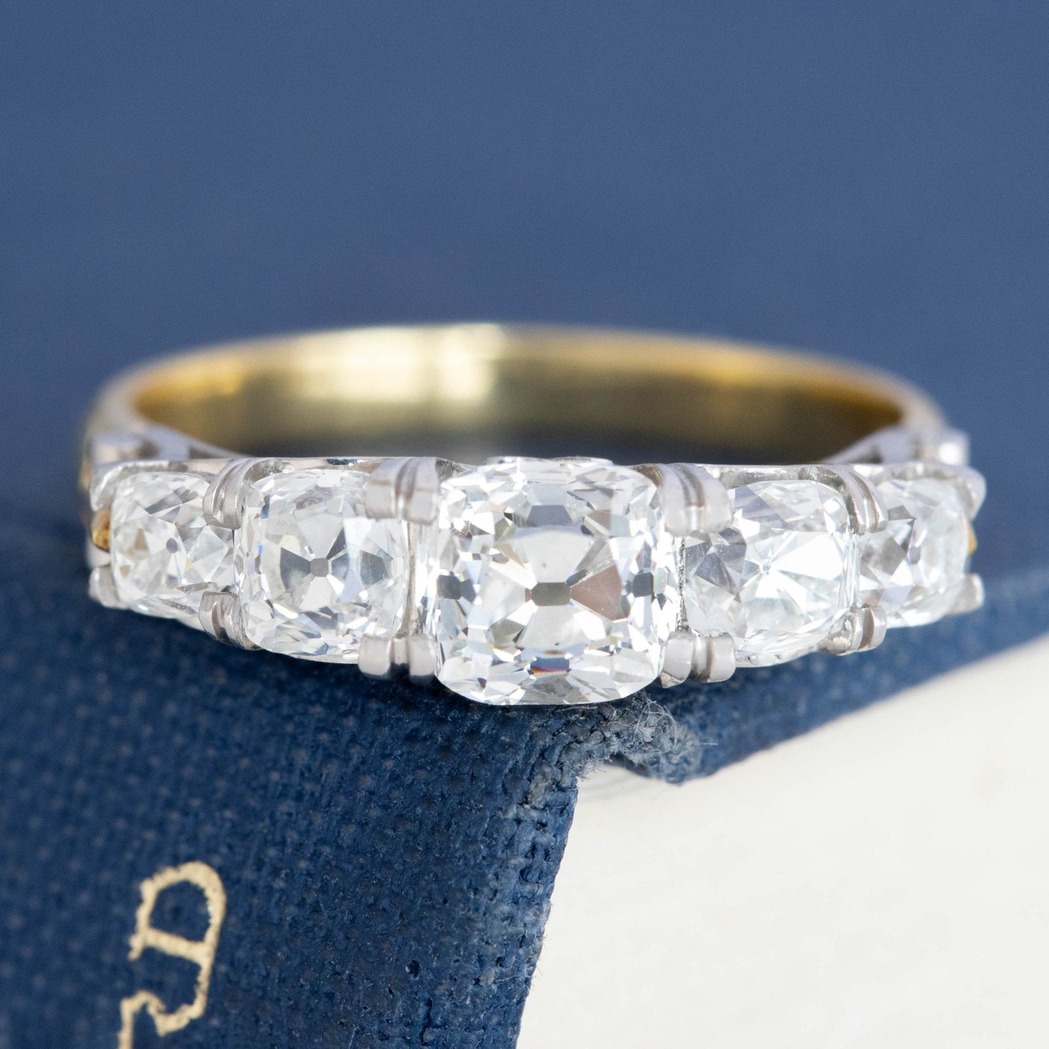1.87ctw Old Mine Cut Diamond Victorian Inspired 5-Stone Band