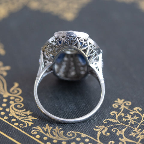 1.88ctw Art Deco style Sapphire and Diamond Dinner Ring